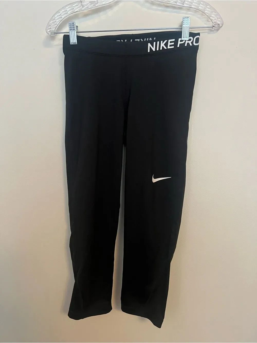 Nike Black Capri Leggings with White Swoosh